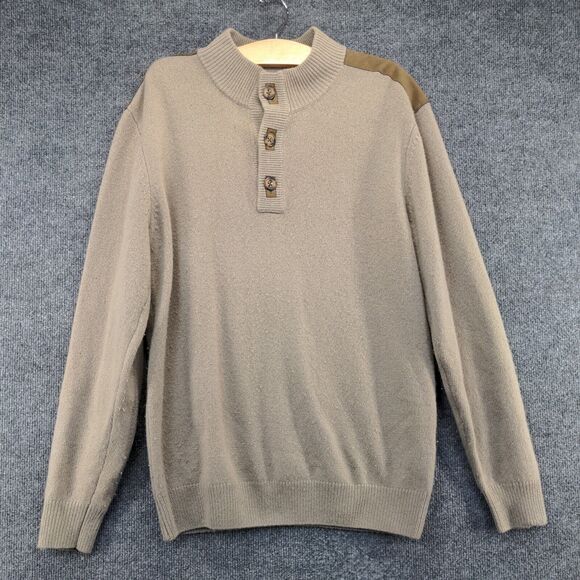 Cabela's Men's Sweater Tan Medium Mock Neck Pullover Lambswool Knit Long Sleeve - Picture 2 of 12